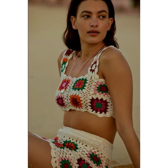 NWT Beach Riot x Anthropologie Crochet Cotton Crop Top - Large - Picture 1 of 5